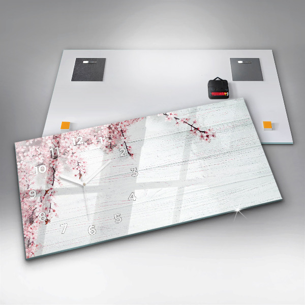 Reloj de cristal horizontal Flores de primavera