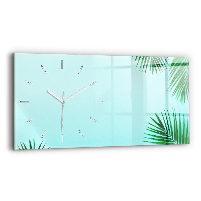 Reloj de cristal horizontal Hojas de palmera