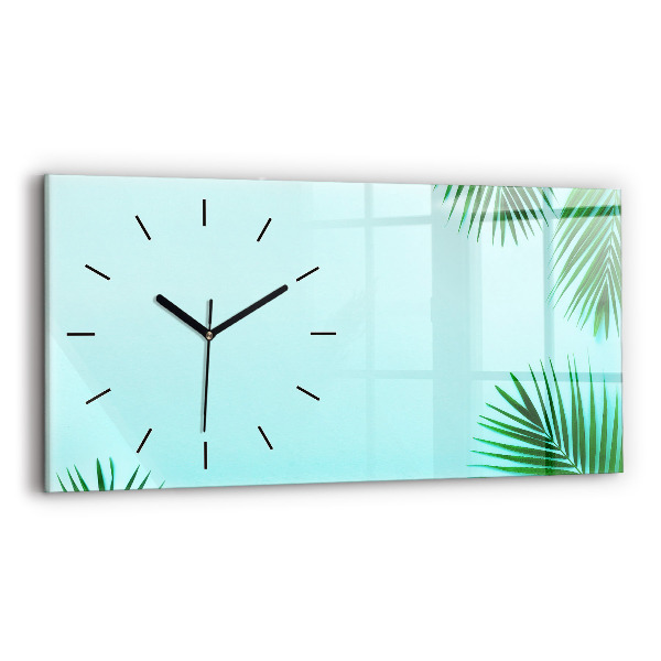 Reloj de cristal horizontal Hojas de palmera