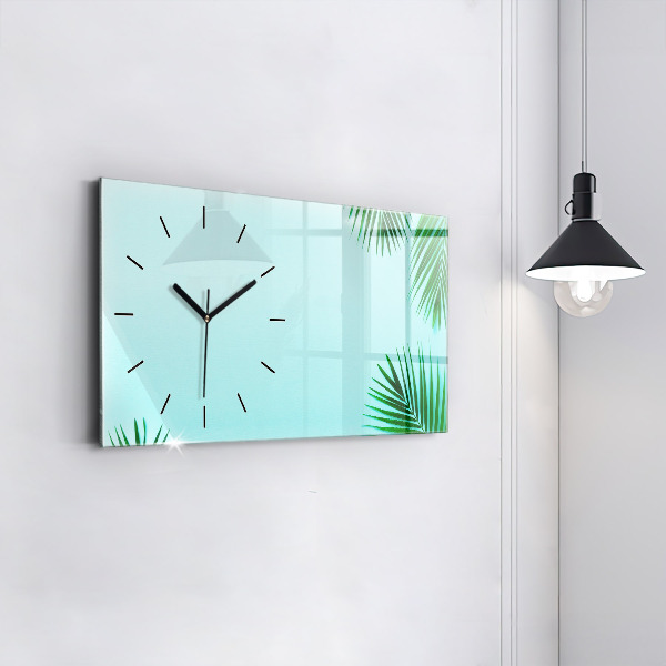 Reloj de cristal horizontal Hojas de palmera