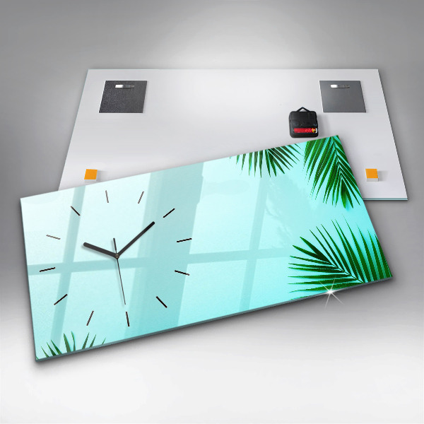 Reloj de cristal horizontal Hojas de palmera