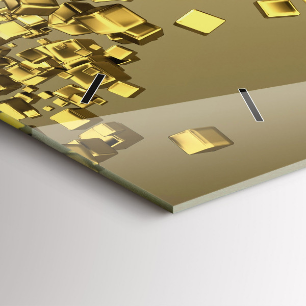 Reloj de cristal horizontal Cuadrados dorados