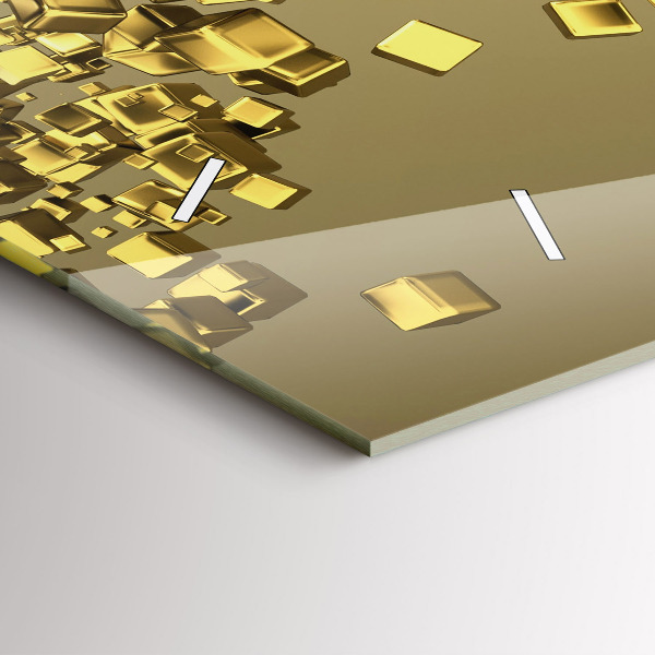 Reloj de cristal horizontal Cuadrados dorados