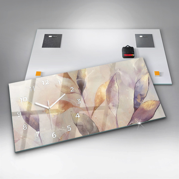 Reloj de cristal horizontal Hojas abstractas boho