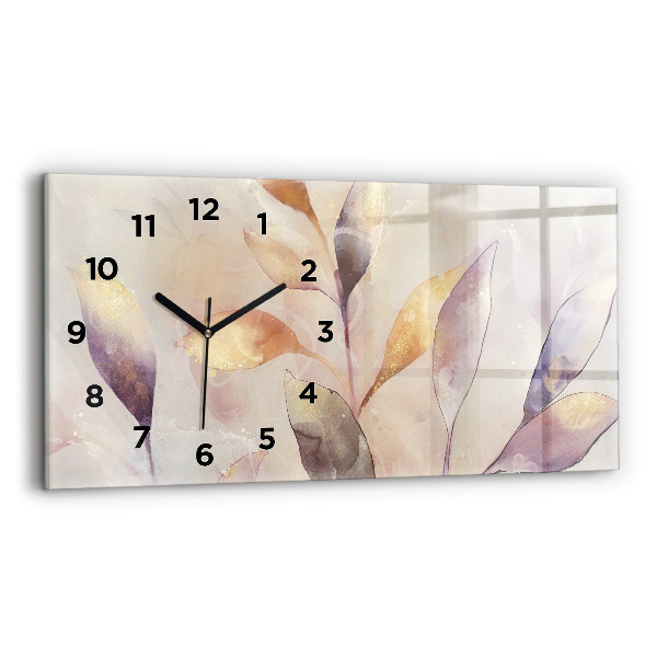 Reloj de cristal horizontal Hojas abstractas boho