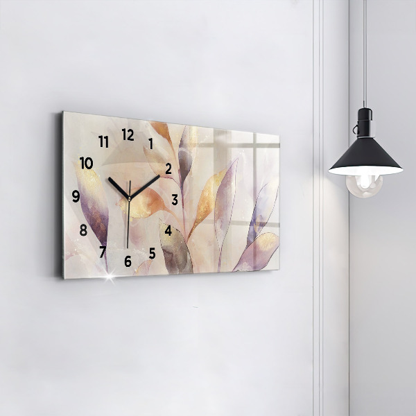 Reloj de cristal horizontal Hojas abstractas boho
