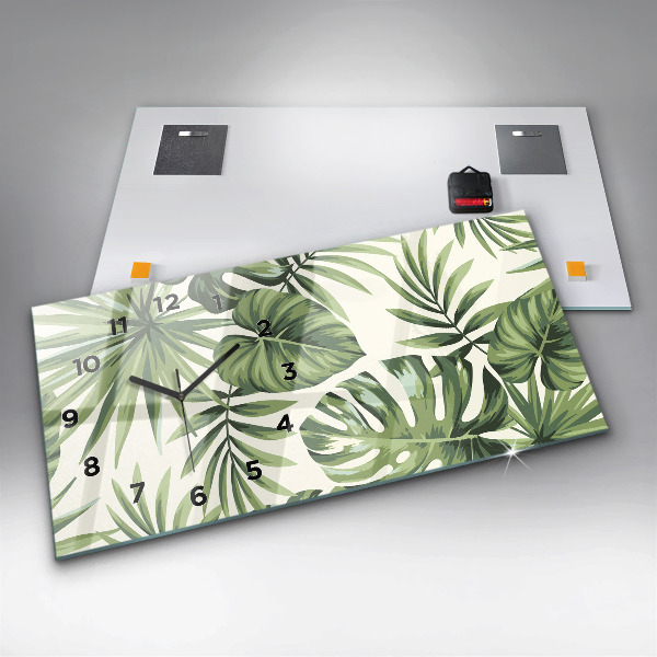 Reloj de cristal horizontal Estampado tropical