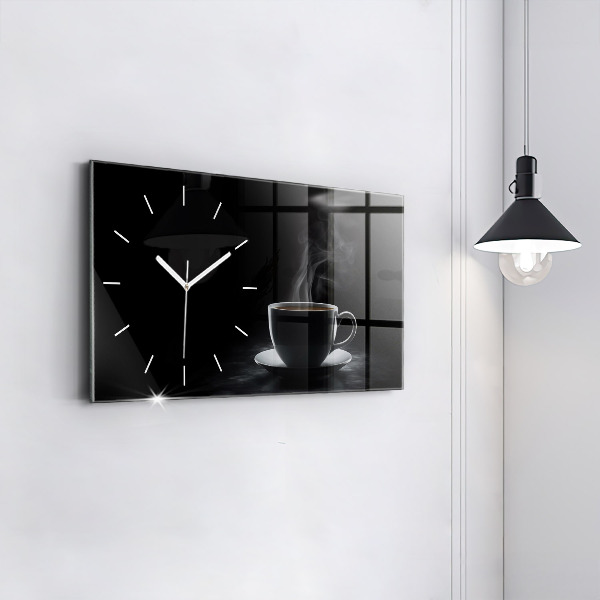 Reloj horizontal Taza de café negro