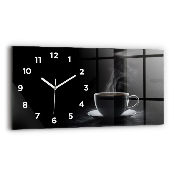 Reloj horizontal Taza de café negro