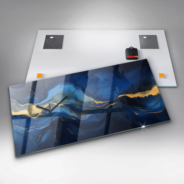 Reloj de cristal horizontal Mármol azul