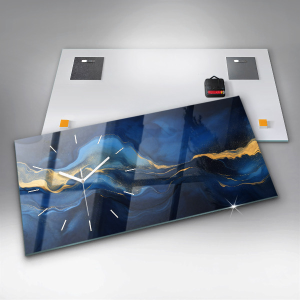 Reloj de cristal horizontal Mármol azul