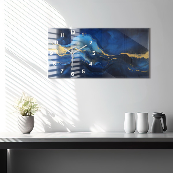 Reloj de cristal horizontal Mármol azul