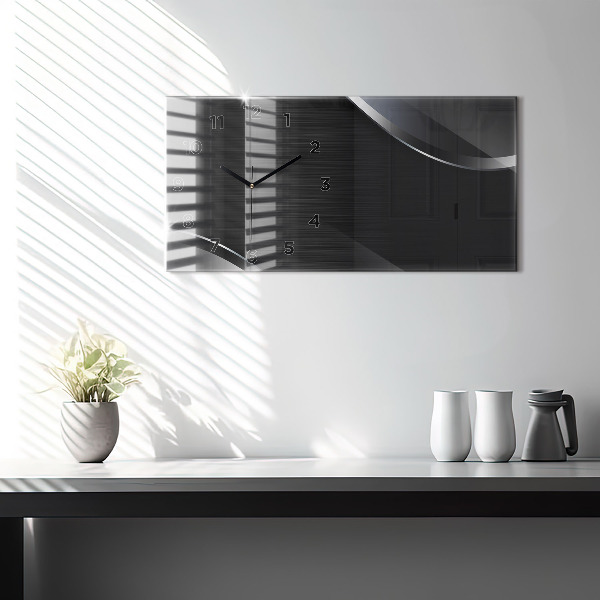Reloj de cristal horizontal Líneas negras y plateadas