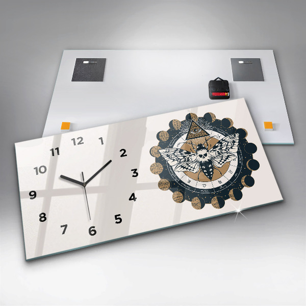 Reloj de cristal horizontal Fases de la luna y el ojo