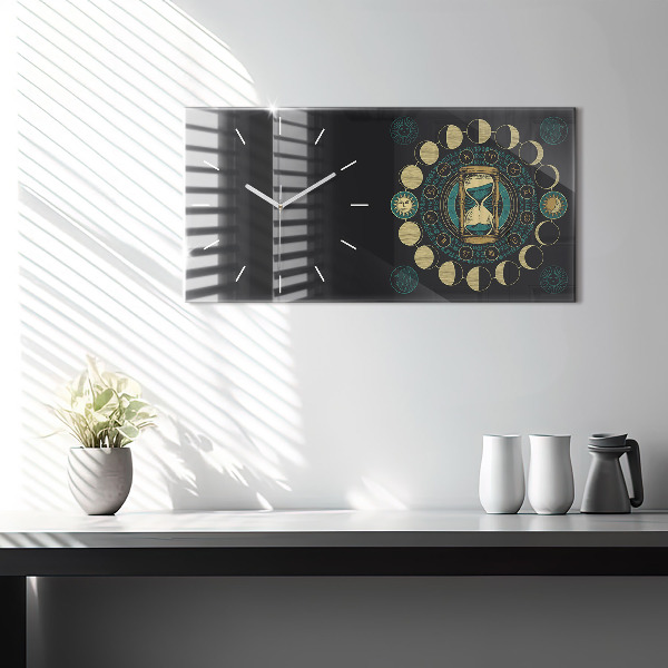 Reloj horizontal Fases de la luna y reloj de arena