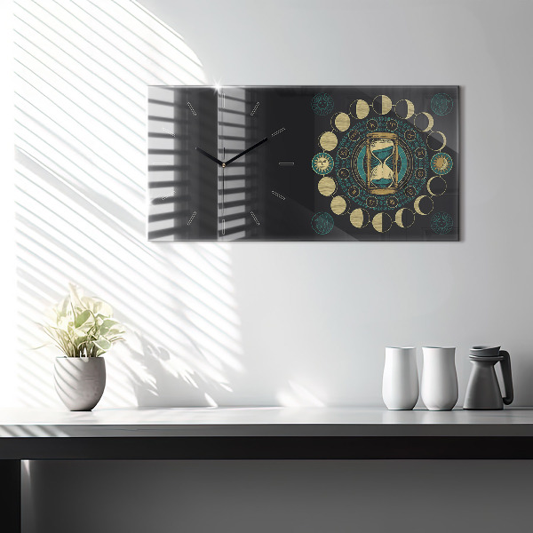 Reloj horizontal Fases de la luna y reloj de arena