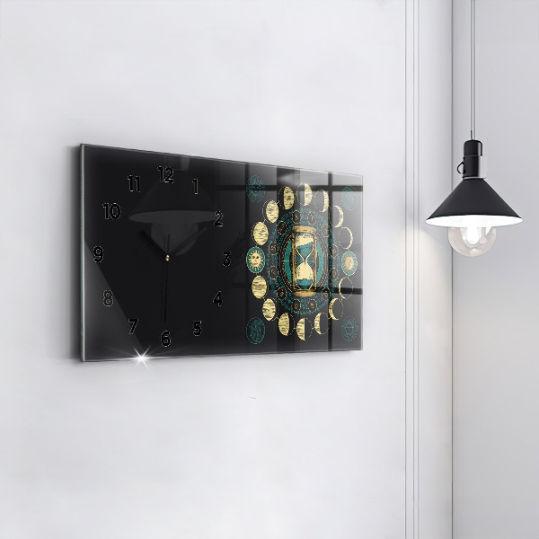 Reloj horizontal Fases de la luna y reloj de arena