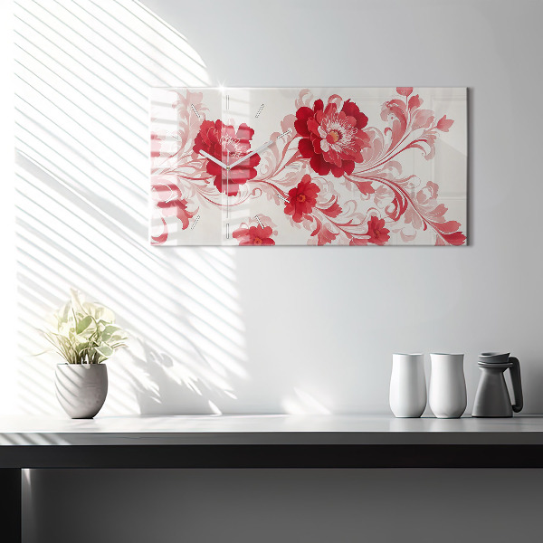 Reloj horizontal Flores rojas