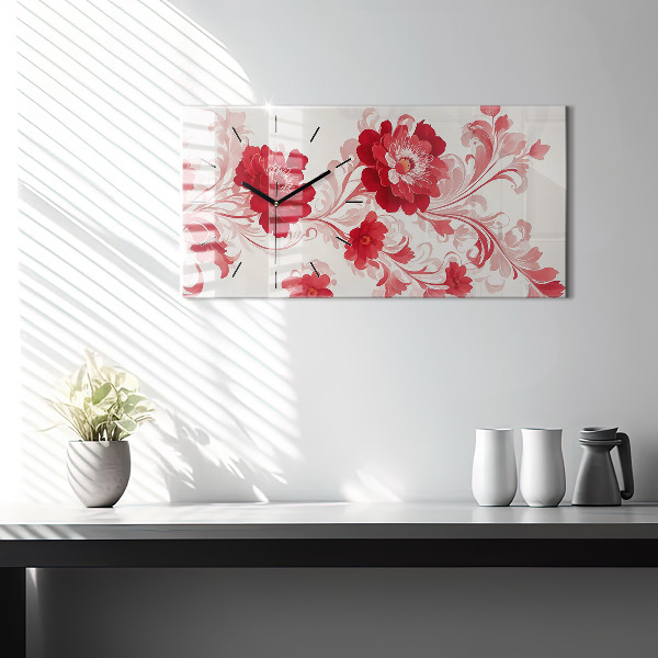 Reloj horizontal Flores rojas