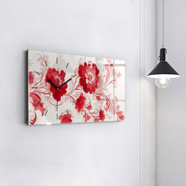 Reloj horizontal Flores rojas