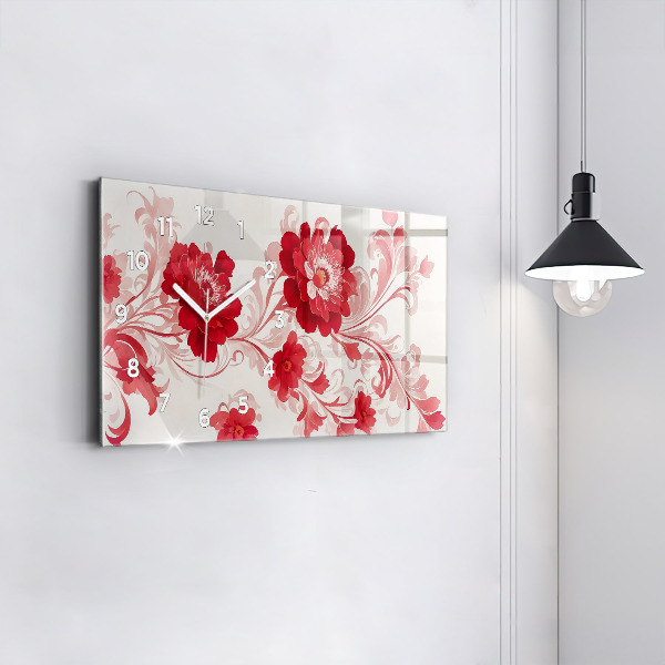 Reloj horizontal Flores rojas