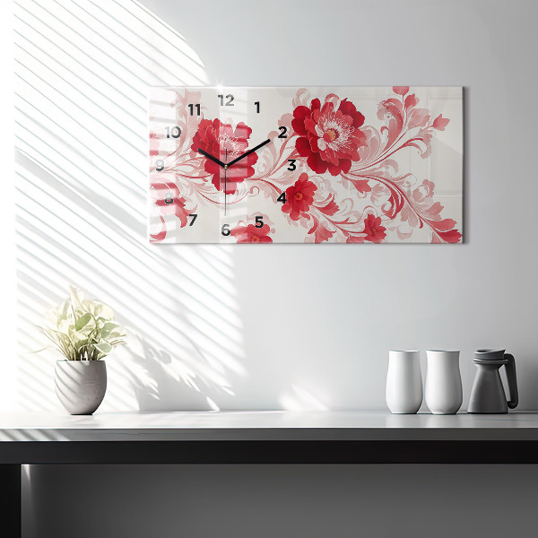 Reloj horizontal Flores rojas