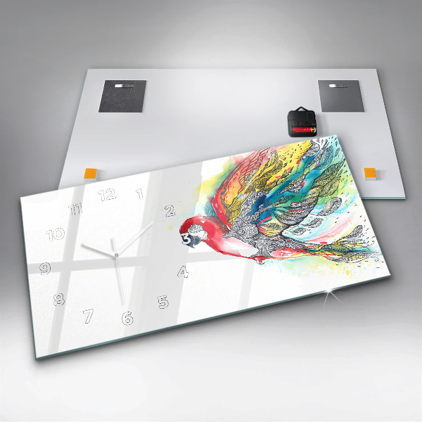 Reloj horizontal Loro colorido en vuelo