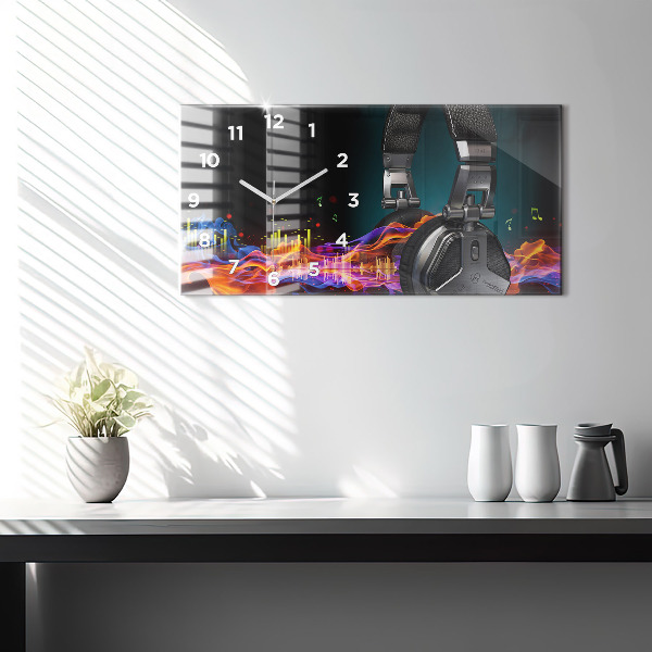 Reloj horizontal Auriculares y ondas sonoras