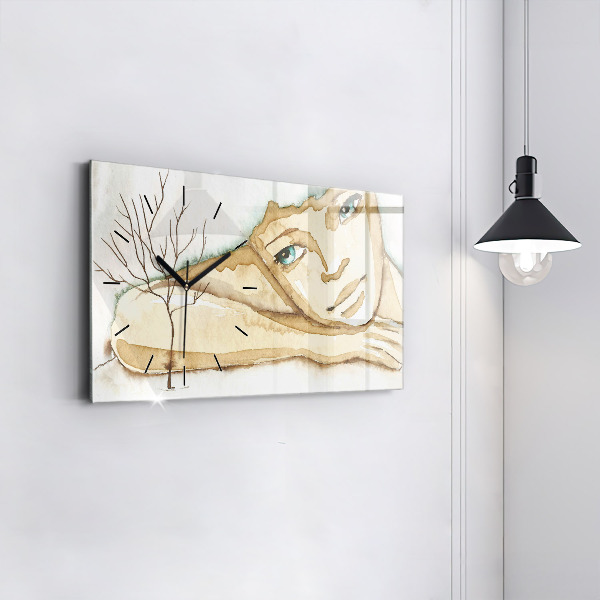 Reloj de cristal horizontal Retrato de mujer