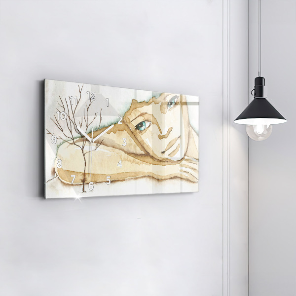 Reloj de cristal horizontal Retrato de mujer