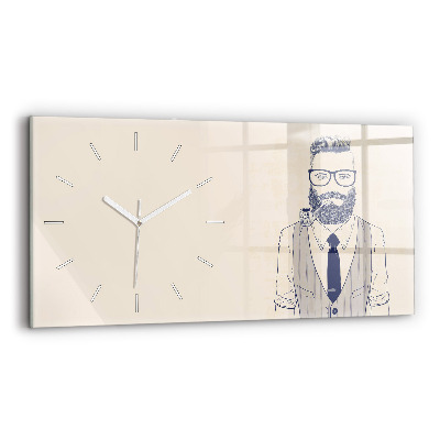 Reloj de cristal horizontal Hombre con barba y pipa