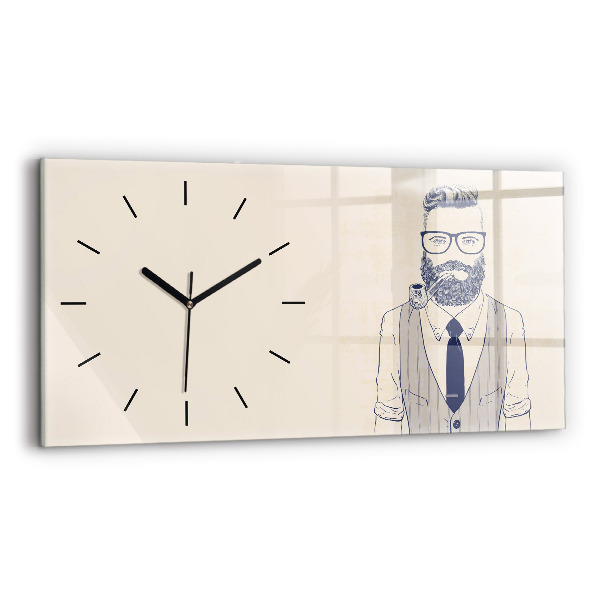 Reloj de cristal horizontal Hombre con barba y pipa