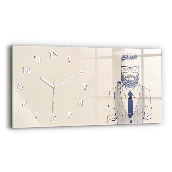 Reloj de cristal horizontal Hombre con barba y pipa