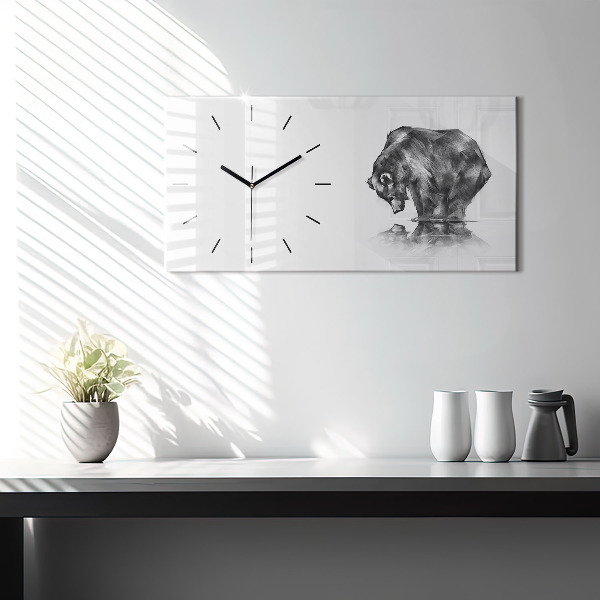 Reloj de cristal horizontal Dibujo oso