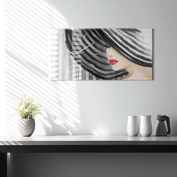 Reloj de cristal horizontal Mujer en blanco y negro