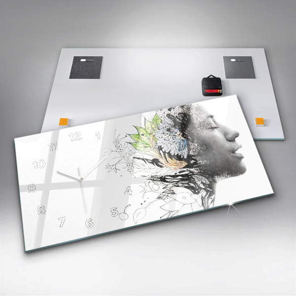 Reloj horizontal Rostro abstracto de una mujer