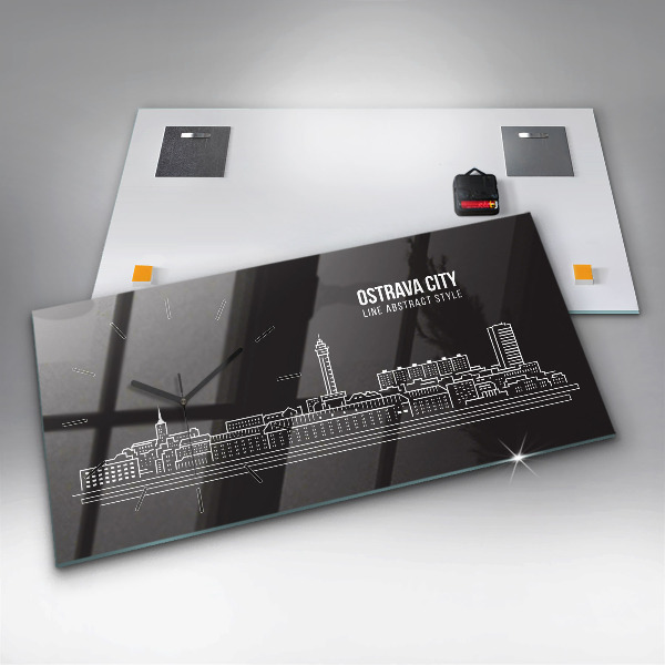 Reloj de cristal horizontal Dibujo de la ciudad de Ostrava