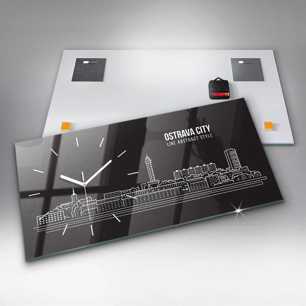 Reloj de cristal horizontal Dibujo de la ciudad de Ostrava