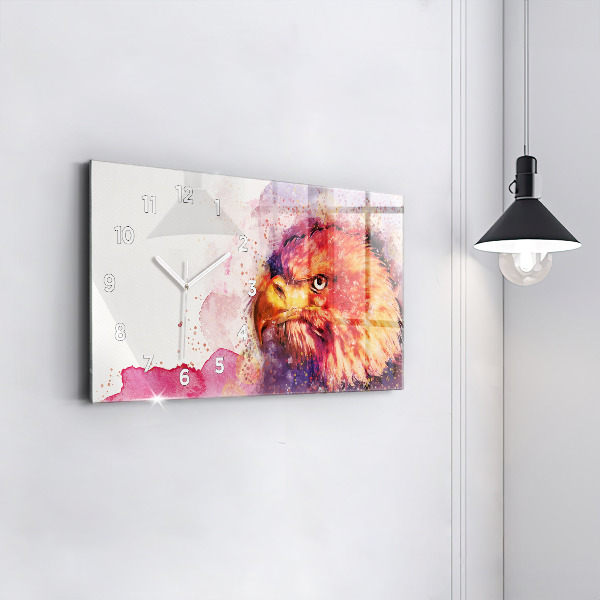 Reloj de cristal horizontal Fondo de acuarela de un águila