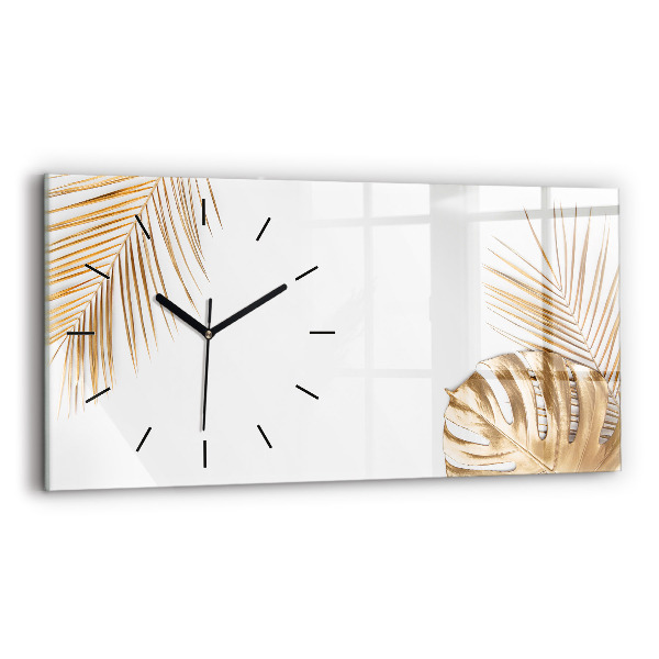 Reloj de cristal horizontal Hojas tropicales