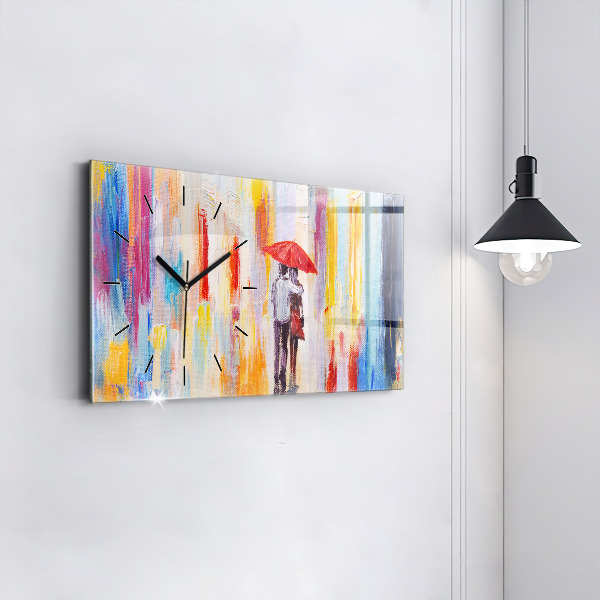 Reloj horizontal Pareja bajo la lluvia