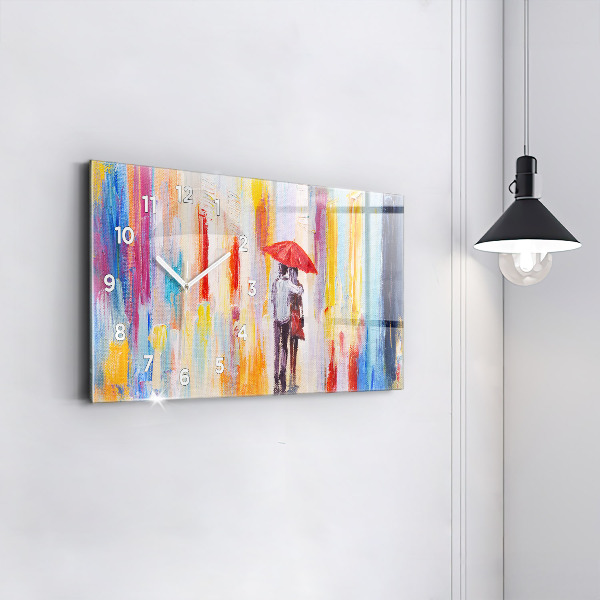 Reloj horizontal Pareja bajo la lluvia