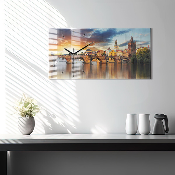 Reloj de cristal horizontal Panorama sobre un río