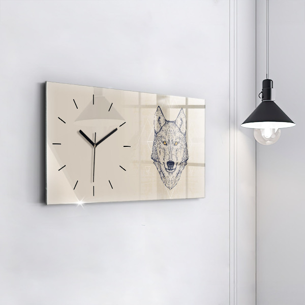 Reloj de cristal horizontal Cabeza de lobo