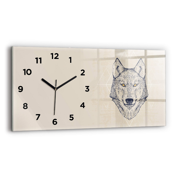 Reloj de cristal horizontal Cabeza de lobo