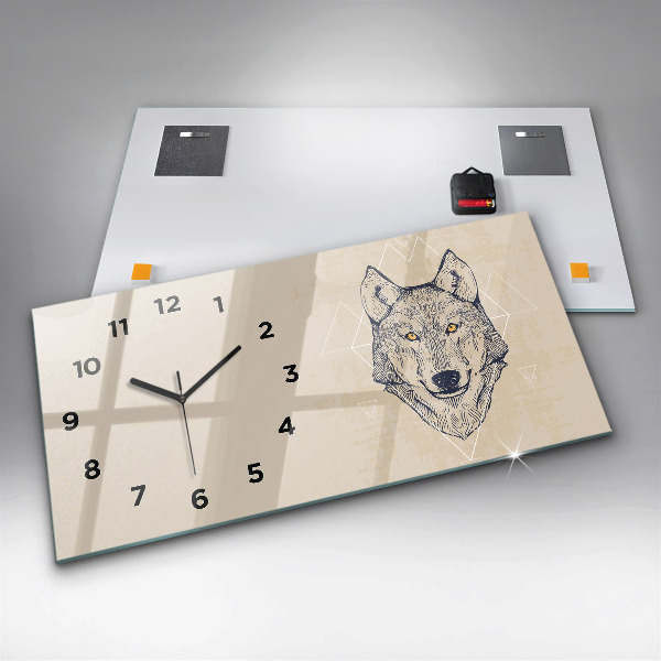 Reloj de cristal horizontal Cabeza de lobo