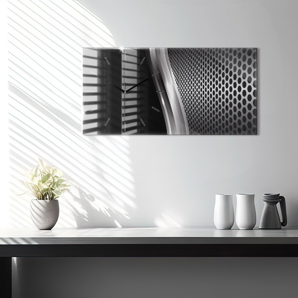 Reloj de cristal horizontal Abstracción de metal negro