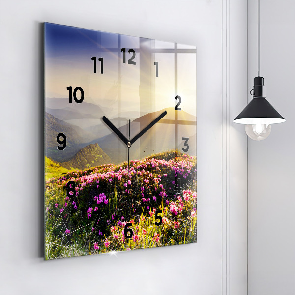 Reloj de pared cuadrado Paisaje de montaña