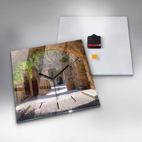 Reloj de pared cuadrado Pintoresca calle de Rodas