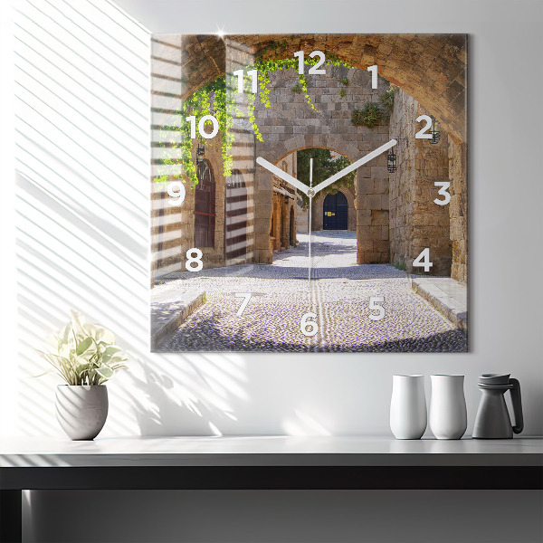 Reloj de pared cuadrado Pintoresca calle de Rodas